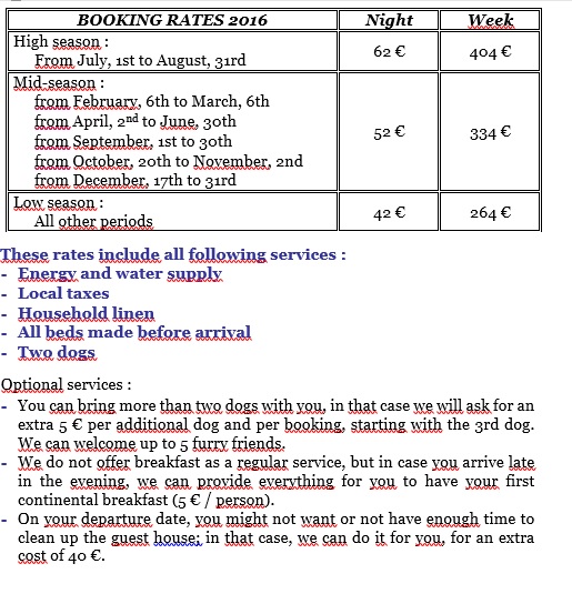 Tarifs 2016 english